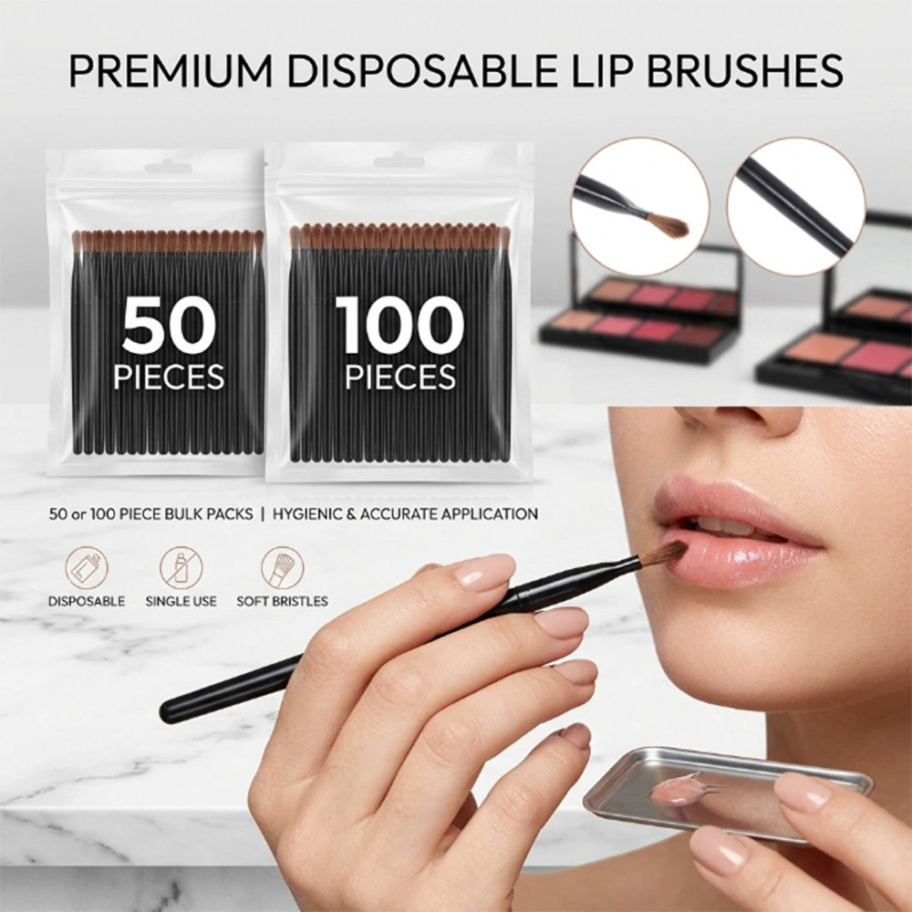 Beauty Makeup Kit - 50/100 adet Tek Kullanımlık Dudak Fırçası