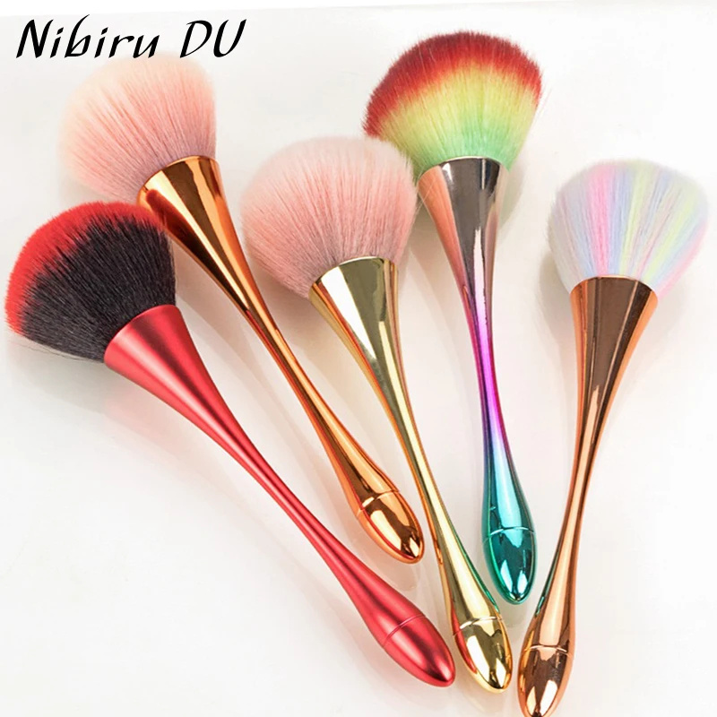 Blush Brush Kabuki - Profesyonel Tırnak Sanat Fırçaları Gül Altın