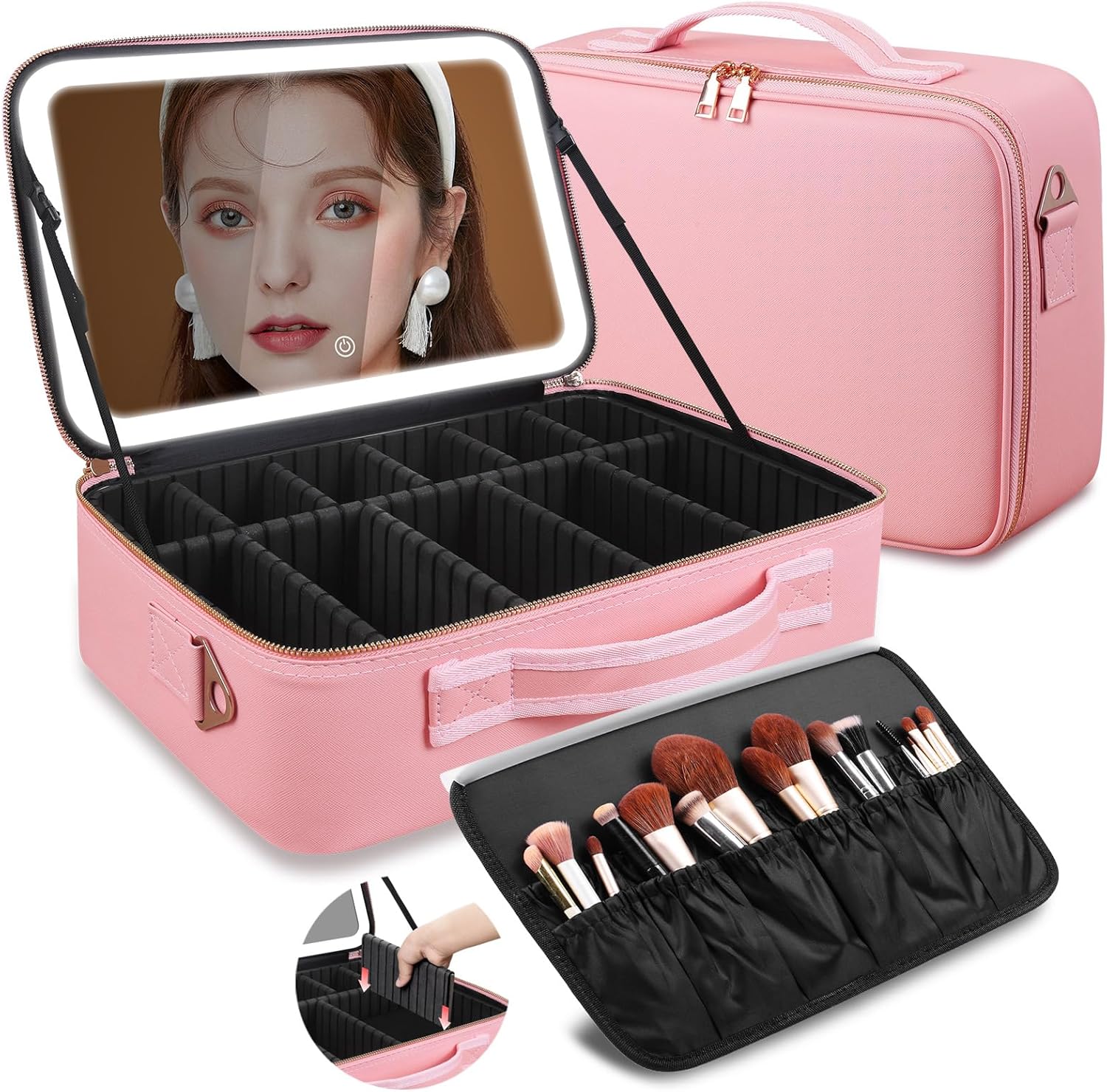 Beauty Makeup Vanity - Büyük Kapasiteli Makyaj Çantası 15''X11'' LED